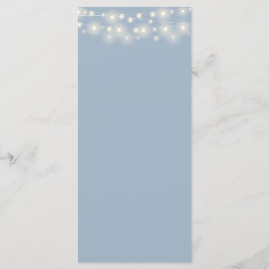 Dusty Blue String Lights Signature Bruiloft Menu (Achterkant)