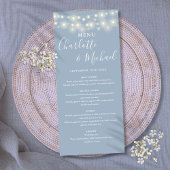 Dusty Blue String Lights Signature Bruiloft Menu