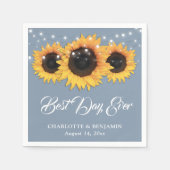 Dusty Blue String Lights Sunflower Wedding Servet (Voorkant)