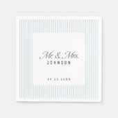 Dusty Blue Striped Elegance Classy Mr and Mrs Servet (Voorkant)