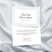 Dusty Blue Striped Elegance Classy Wedding Bedankkaart
