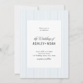Dusty Blue Striped Elegance Classy Wedding Kaart (Voorkant)