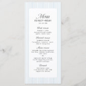 Dusty Blue Striped Elegance Classy Wedding Menu (Voorkant)
