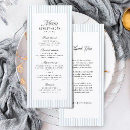 Dusty Blue Striped Elegance Classy Wedding Menu