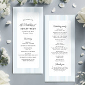 Dusty Blue Striped Elegance Classy Wedding Program Menu