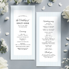 Dusty Blue Striped Elegance Classy Wedding Program Menu