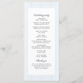 Dusty Blue Striped Elegance Classy Wedding Program Menu (Achterkant)
