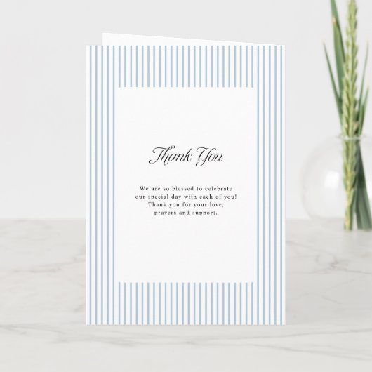 Dusty Blue Striped Elegance Classy Wedding Programma (Achterkant)