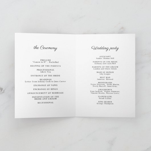 Dusty Blue Striped Elegance Classy Wedding Programma (Binnen)