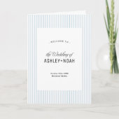 Dusty Blue Striped Elegance Classy Wedding Programma (Voorkant)