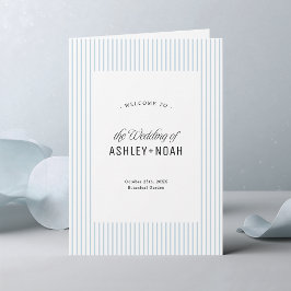 Dusty Blue Striped Elegance Classy Wedding Programma
