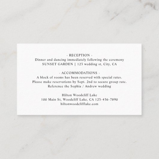 Dusty Blue Striped QR Code Classy Wedding Details Plaatskaartje (Achterkant)