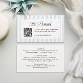 Dusty Blue Striped QR Code Classy Wedding Details Plaatskaartje