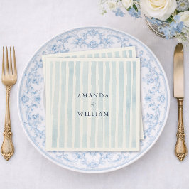Dusty Blue Striped Wedding Napkin  Servet