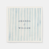 Dusty Blue Striped Wedding Napkin Servet (Voorkant)