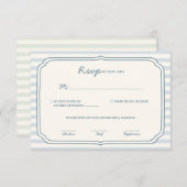 Dusty Blue Striped Wedding Response Card  RSVP Kaartje (Voorkant / Achterkant)