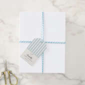 Dusty Blue Stripes Classic Bow Cadeaulabel (Met Touw)