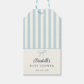 Dusty Blue Stripes Classic Bow Cadeaulabel (Voorkant)