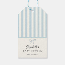 Dusty Blue Stripes Classic Bow Cadeaulabel