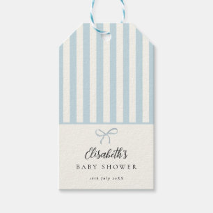 Dusty Blue Stripes Classic Bow Cadeaulabel