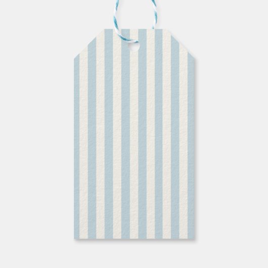 Dusty Blue Stripes Classic Bow Cadeaulabel (Achterkant)