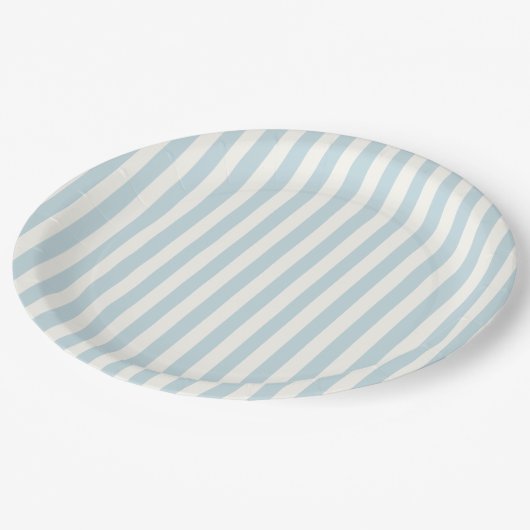 Dusty Blue Stripes Classic Party Papieren Bordje (Gekanteld)