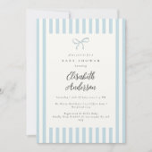 Dusty Blue Stripes Elegant  Boy Baby shower Kaart (Voorkant)