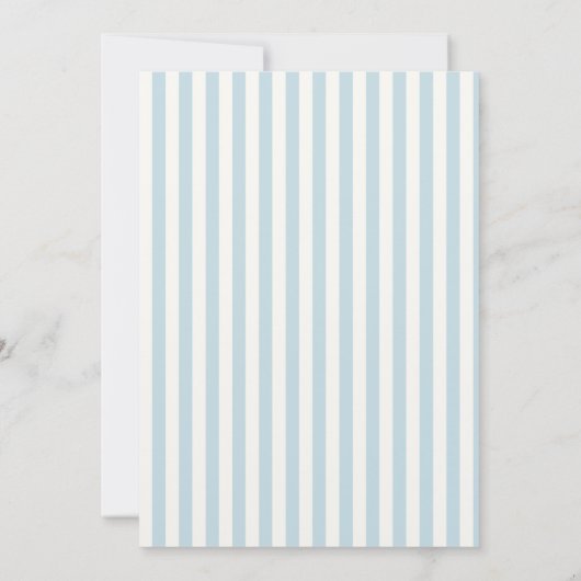 Dusty Blue Stripes Elegant  Boy Baby shower Kaart (Achterkant)
