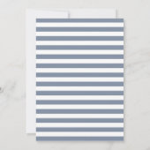 Dusty Blue Stripes Elegant Photo Boy Baptisme Kaart (Achterkant)