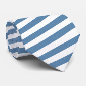 Dusty Blue Stripes Groom Groomsmen Naam Leuke Feit Stropdas (Opgerold)