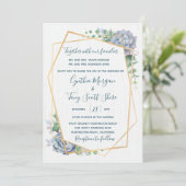 Dusty Blue Succulent Cactus Invitation Kaart (Staand voorkant)