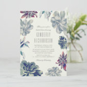 Dusty Blue Succulents Greenery Vrijgezellenfeest Kaart (Staand voorkant)