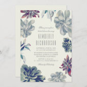 Dusty Blue Succulents Greenery Vrijgezellenfeest Kaart (Voorkant / Achterkant)