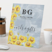 Dusty Blue Sunflower Weddenskaarten & cadeaus Reclamebord Met Voetstuk (Insitu)