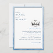 Dusty Blue Swan Lake Huwelijksuitnodiging Kaart (Voorkant)