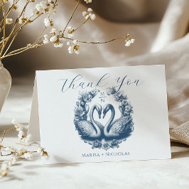 Dusty Blue Swan Lake Wedding Dank je wel kaart