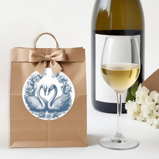 Dusty Blue Swan Wedding Favoriete Sticker