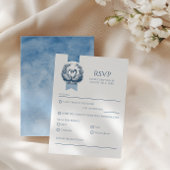Dusty Blue Swan Wedding RSVP Kaart