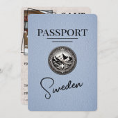 Dusty Blue Sweden Passport Bewaar de datum Save The Date (Voorkant / Achterkant)