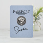 Dusty Blue Sweden Passport Bewaar de datum Save The Date (Staand voorkant)