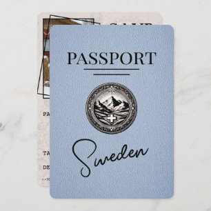 Dusty Blue Sweden Passport Bewaar de datum Save The Date