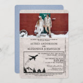Dusty Blue Sweden Passport Wedding Invitation Kaart (Voorkant / Achterkant)