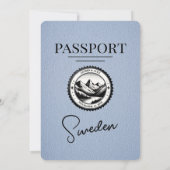 Dusty Blue Sweden Passport Wedding Invitation Kaart (Achterkant)