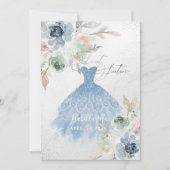 Dusty Blue Sweet Sixteen Dress Waterverf Flowers Kaart (Voorkant)