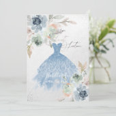 Dusty Blue Sweet Sixteen Dress Waterverf Flowers Kaart (Staand voorkant)