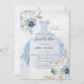 Dusty Blue Sweet Sixteen Dress Waterverf Flowers Kaart (Achterkant)