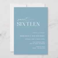 Dusty Blue Sweet Sixteen | Eenvoudige 16e verjaard