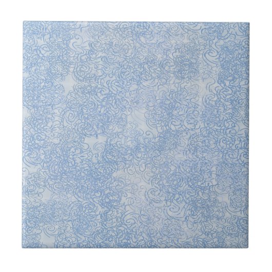 Dusty Blue Swirls Tile Tegeltje (Voorkant)