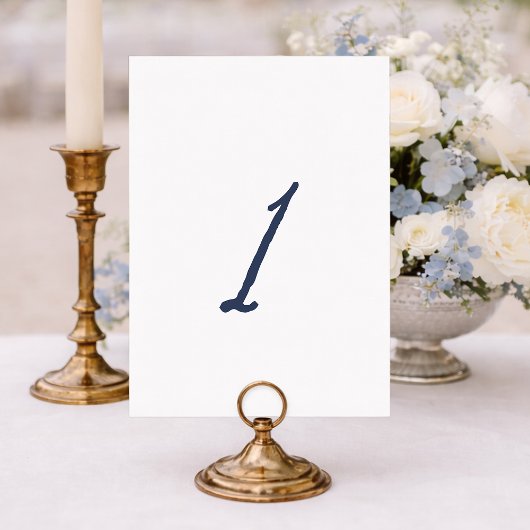Dusty Blue Table 1 – French Stripe Wedding Kaart