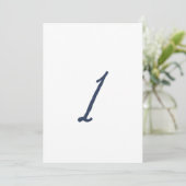 Dusty Blue Table 1 – French Stripe Wedding Kaart (Staand voorkant)